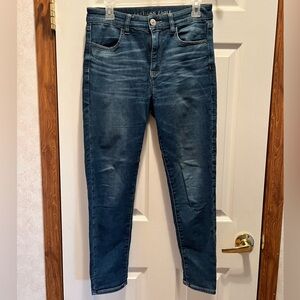 American Eagle Blue Hi-Rise Jegging Crop Jeans